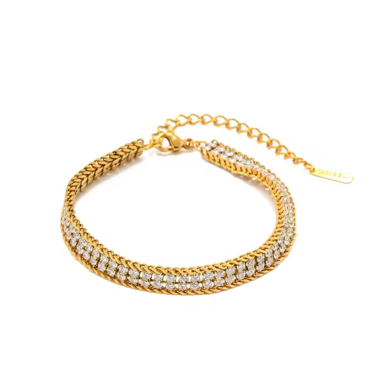 Gold Plated Double Zircon Four Layer Bracelet