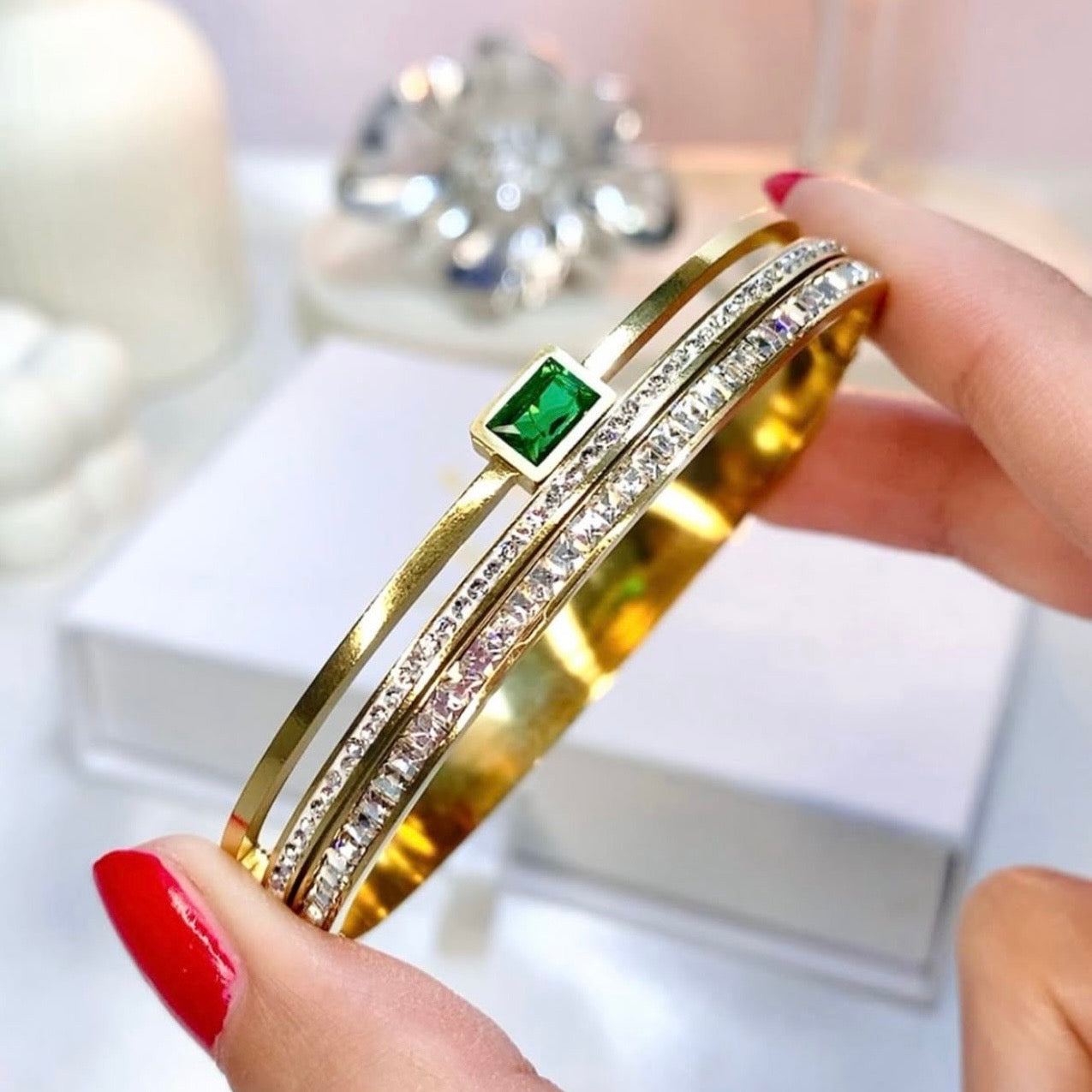 Emerald Zircon Bangle