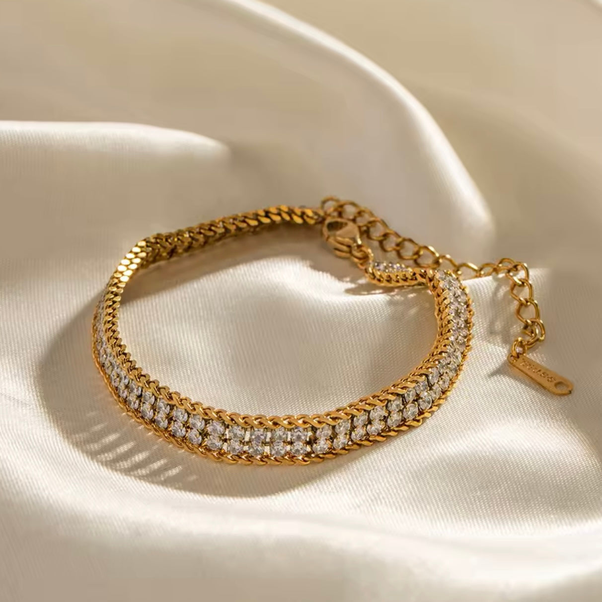Gold Plated Double Zircon Four Layer Bracelet
