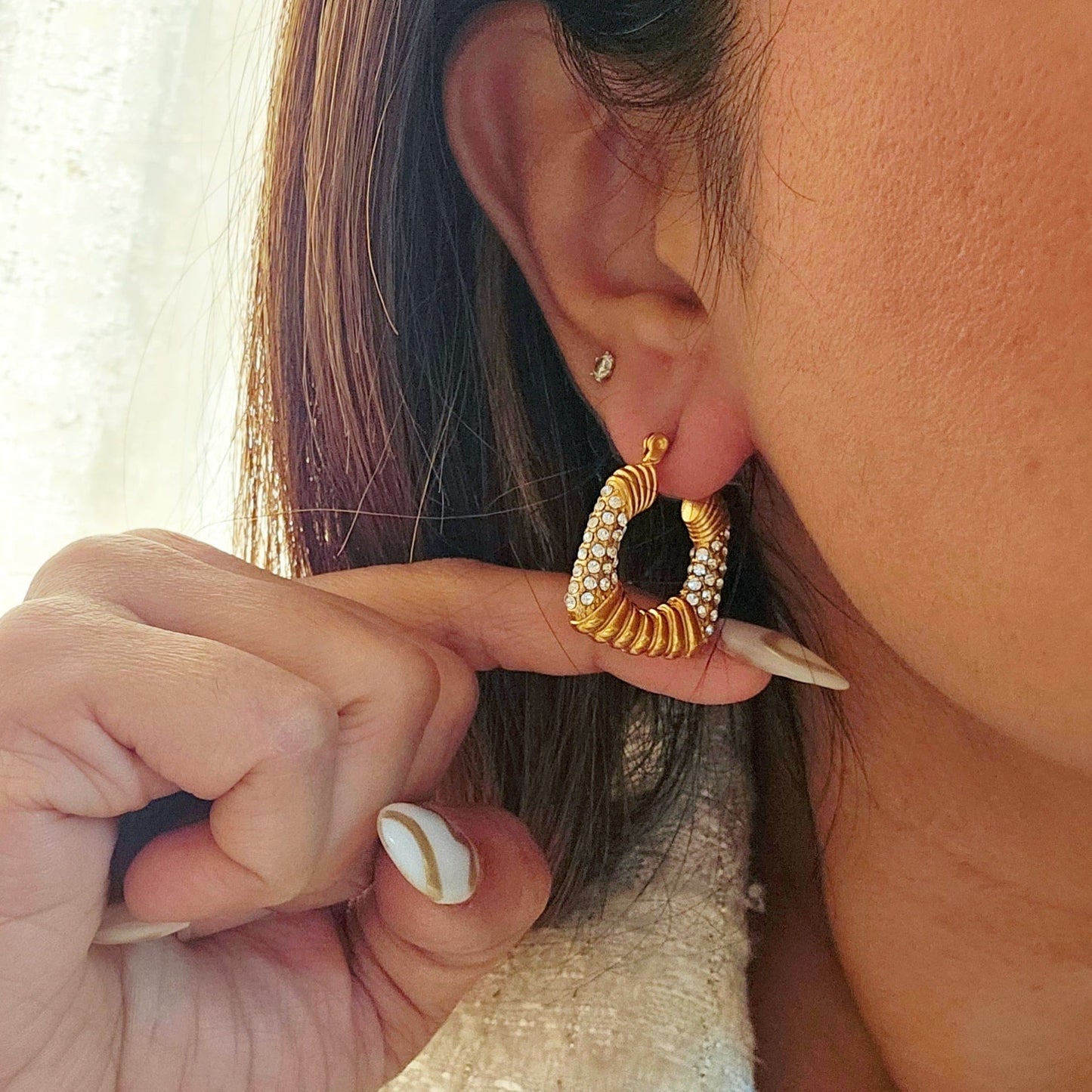 Chunky Zircon Hoop Earrings