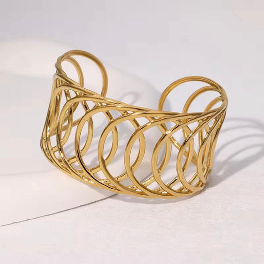 Vintage Grid Gold Cuff