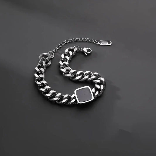 Square Cuban Titanium Steel Men Bracelet